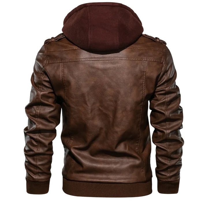 Jaqueta Masculina de Couro Quente e Impermeável – Inverno 2025