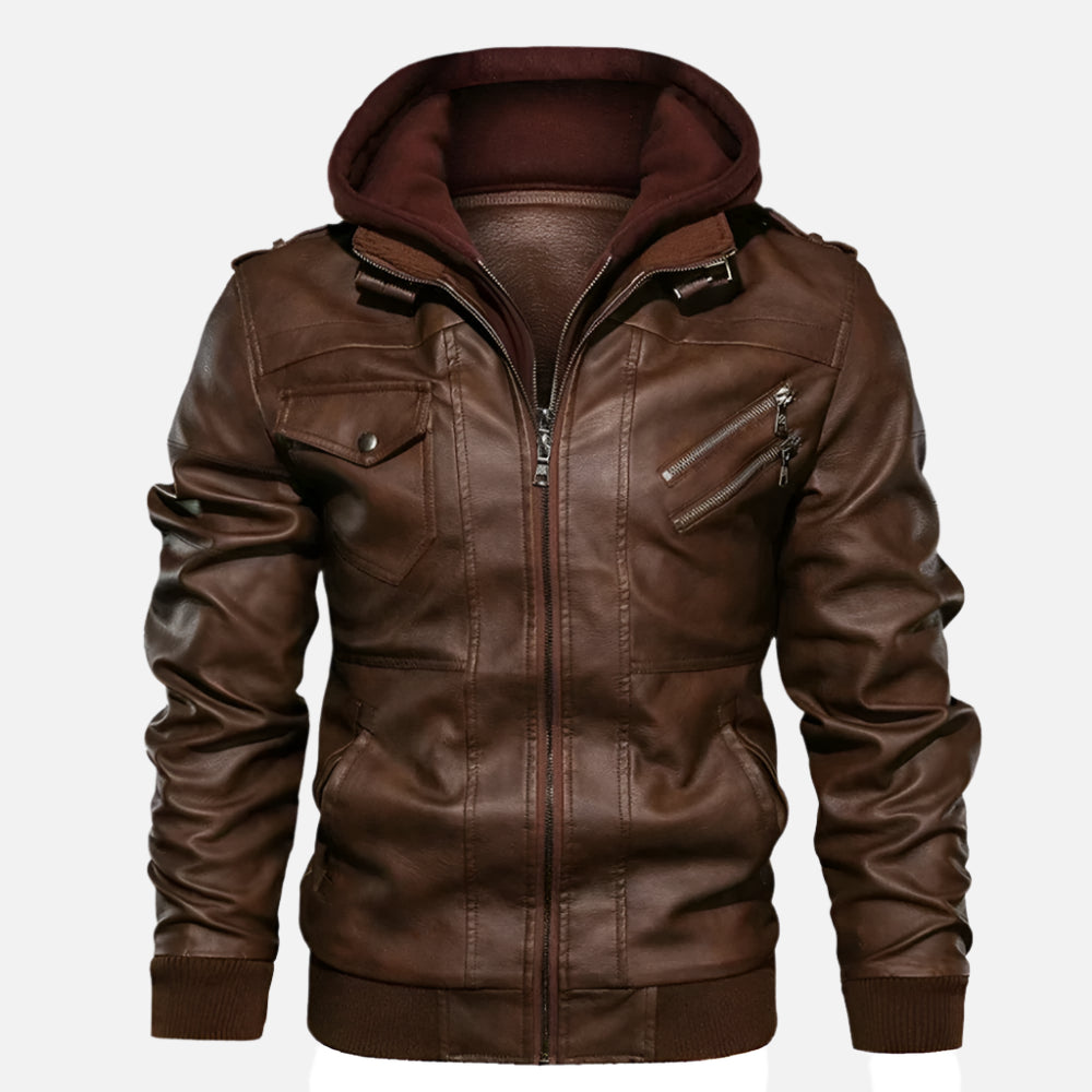 Jaqueta Masculina de Couro Quente e Impermeável – Inverno 2025