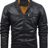 Jaqueta Masculina de Couro Forrada em Lã – Inverno 2025