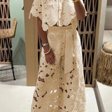 Conjunto Feminino Casual de Blusa de Renda e Calça Pantalona