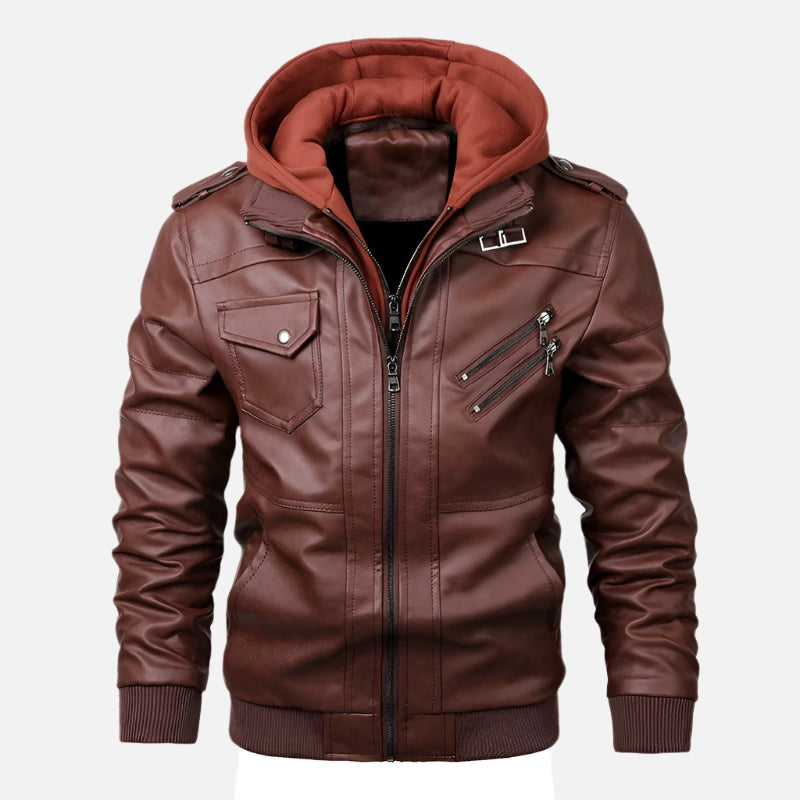 Jaqueta Masculina de Couro Quente e Impermeável – Inverno 2025