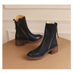 Bota Feminina em Couro Italiano Com Zíper Salto Grosso Palerma™ - Inverno 2025