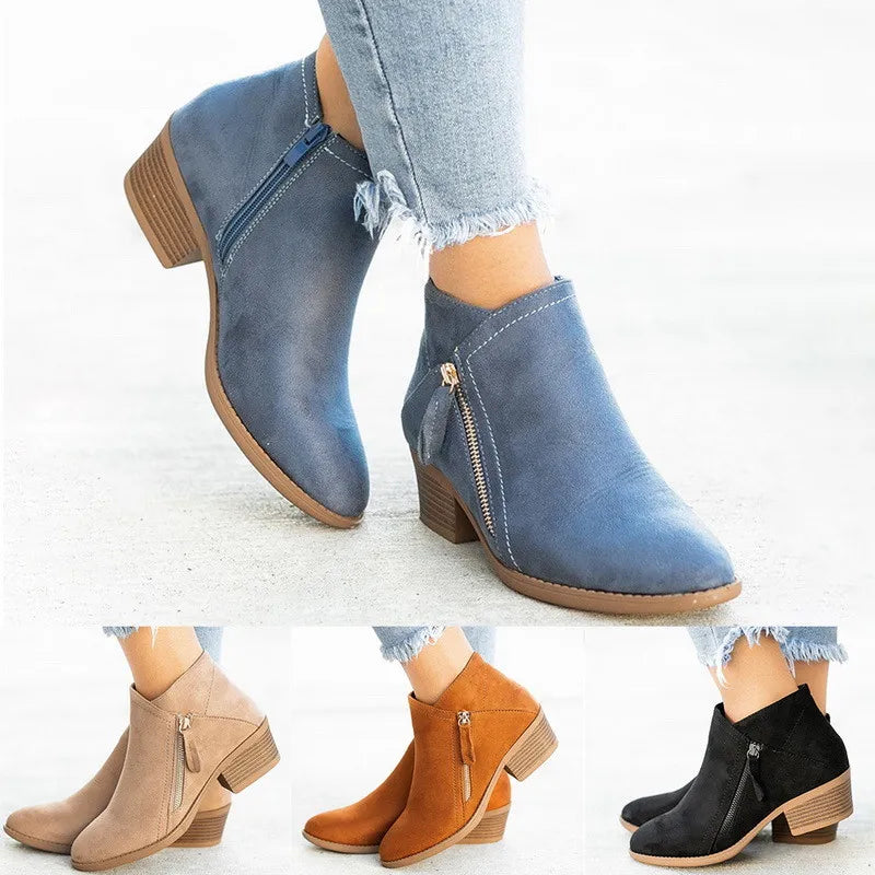 Bota Chelsea Feminina ComfortFit™ – Salto Estiloso com Conforto Terapêutico