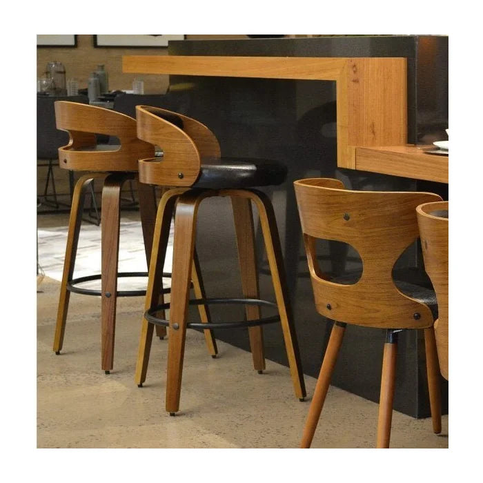 Banqueta para Cozinha Alta Giratória Madeira Rustica