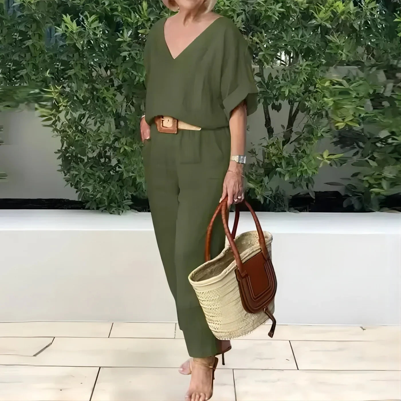 Conjunto Feminino Casual de Algodão e Linho Vicenza