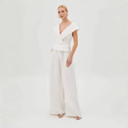 Conjunto Feminino blusa Decote V Calça Pantalona