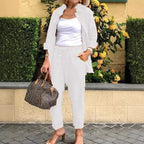 Conjunto Feminino Linho com Calça e Manga Comprida