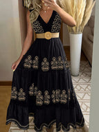 Vestido Longo Sem Manga Boêmio