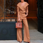 Conjunto Feminino blusa Decote V Calça Pantalona