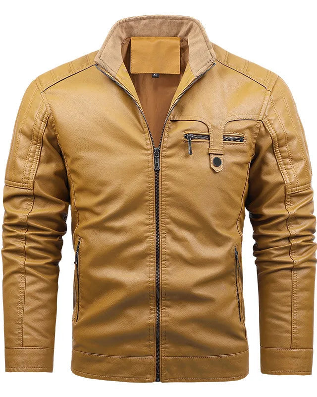 Jaqueta Masculina de Couro Forrada em Lã – Inverno 2025