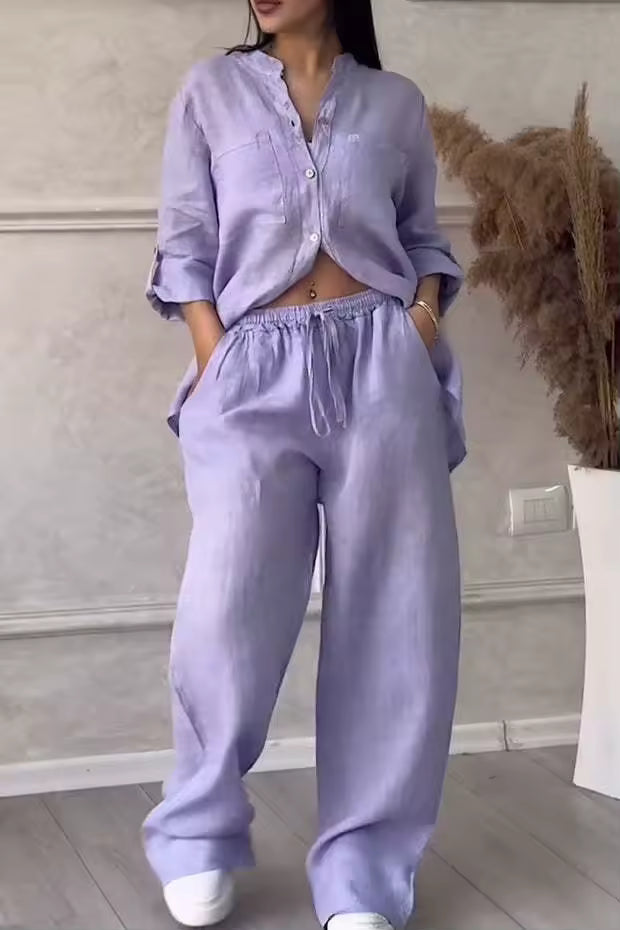 Conjunto Casual de Linho e Algodão