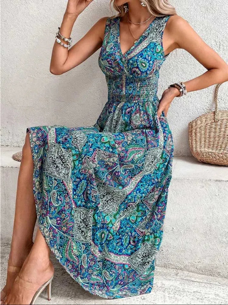 Vestido Feminino Cintura Elástica Estampa