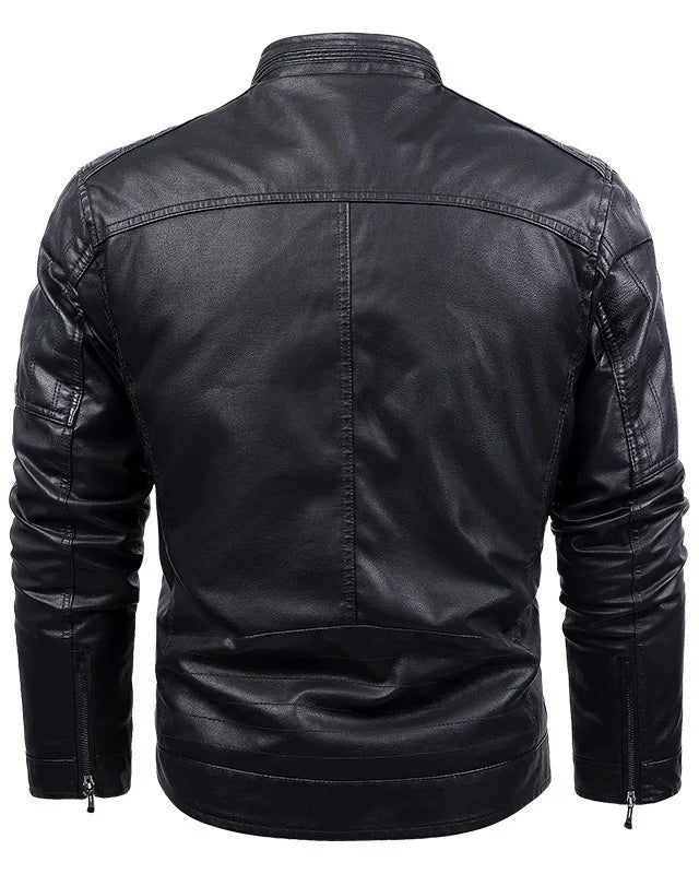Jaqueta Masculina de Couro Forrada em Lã – Inverno 2025