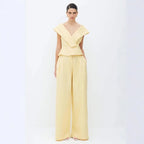 Conjunto Feminino blusa Decote V Calça Pantalona