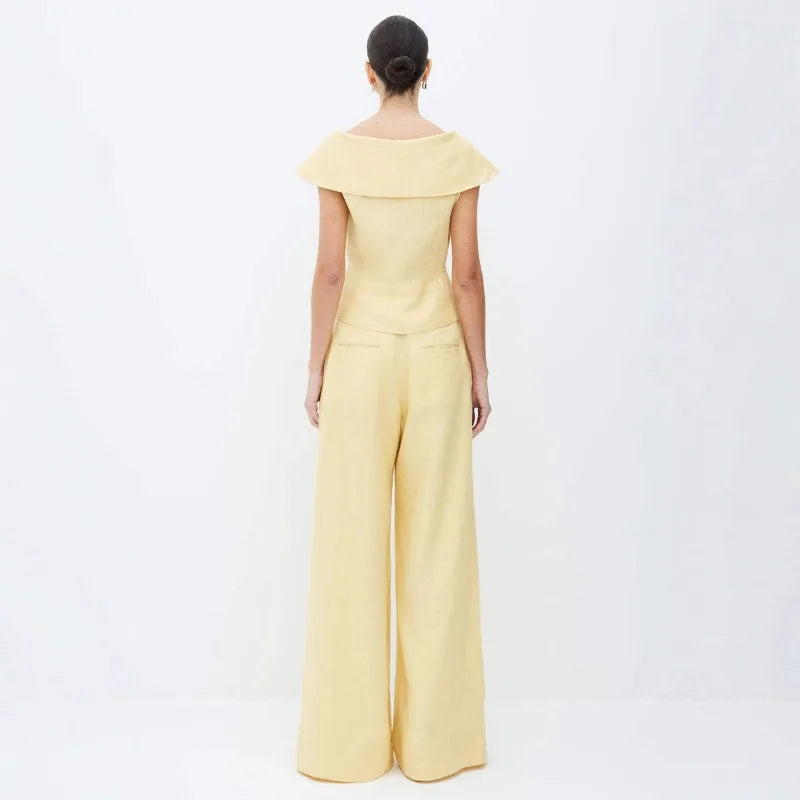 Conjunto Feminino blusa Decote V Calça Pantalona