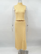 Conjunto Duas Peças de Saia Longa Colete Gola Alta