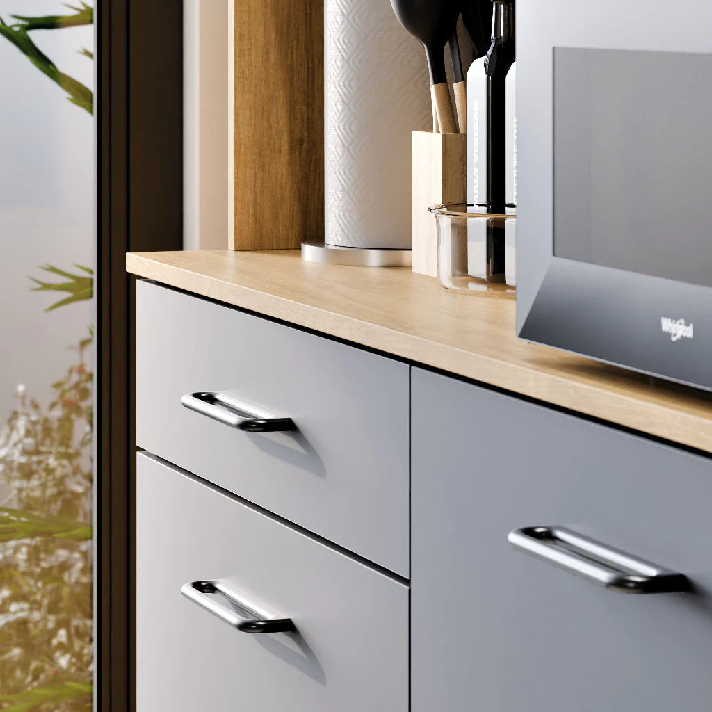 Armário De Cozinha Compacto Com 4 Portas E 1 Gaveta