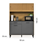 Armário De Cozinha Compacto Com 4 Portas E 1 Gaveta