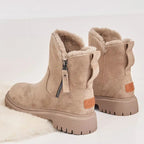 Bota Feminina Para Inverno Moderna de Couro e Lã Lara™ - Inverno 2025