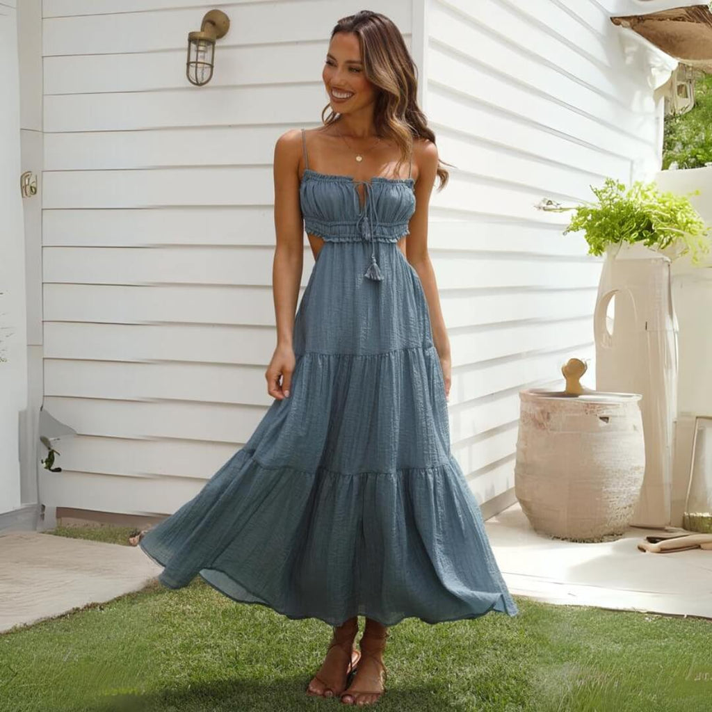 Vestido Midi Longo de Linho Pauline