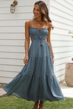 Vestido Midi Longo de Linho Pauline